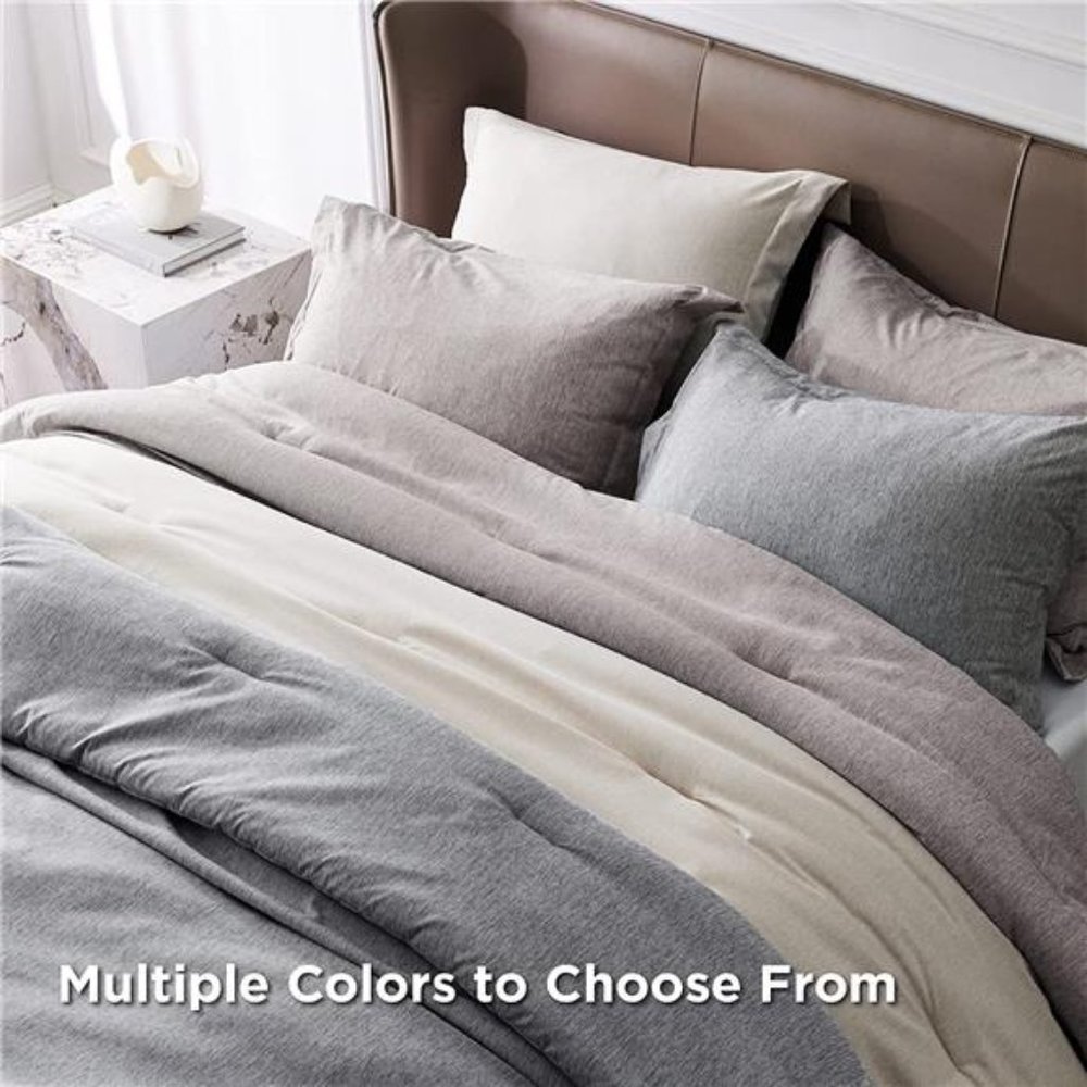 3 pc Comforter Set Beige Comforter Queen/King Soft Bedding with 2 Pillow Shams - Picture 6 of 6